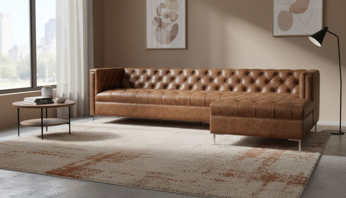 Canapé d'angle marron Style occidental Ensemble d'angle Canapé d'angle Canapé d'angle Suite Revêtement