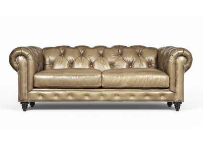Marron clair canapé design en cuir Chesterfield trois places Chesterfield neuf