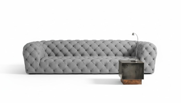 Canapé Chesterfield gris Salon moderne Canapés Canapé Tissu Meubles Grand xxl neuf