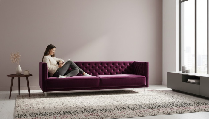 Salon violet Chesterfield Moderne Design Canapé Meubles Style Italien Furniture.