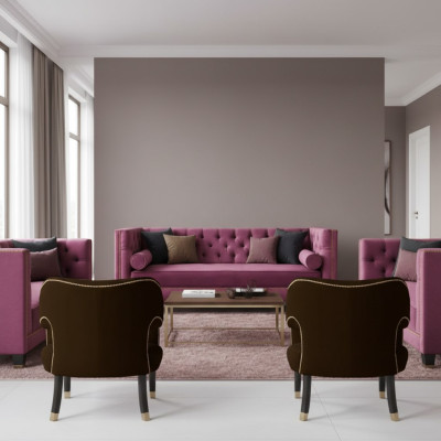 Chesterfield rose 2 fauteuils en textile noir design moderne ensemble de canapé de luxe neuf