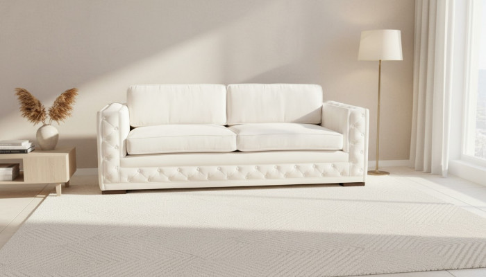 Canapés design moderne Chesterfield blanc Textile Sofa 3 places neuf Kreative Furniture
