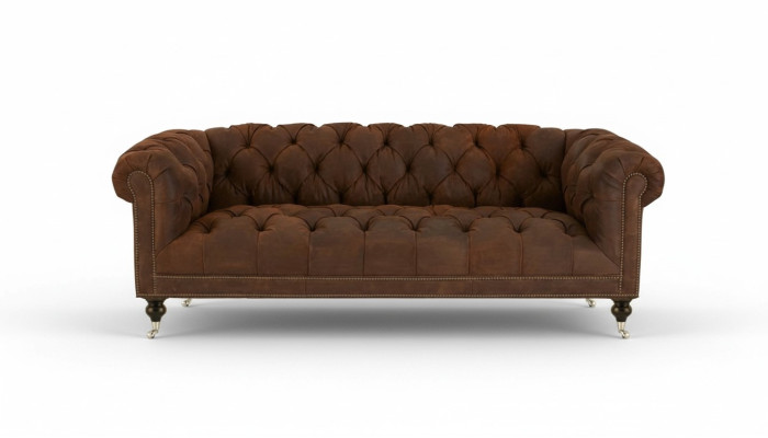 Brown Three Seater Chesterfield Modernes Design Ledersofa Design Möbel Samtstoff