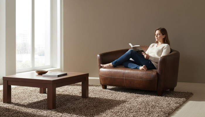 Sofa en cuir brun neuf meubles créatifs salon design moderne canapés sofas
