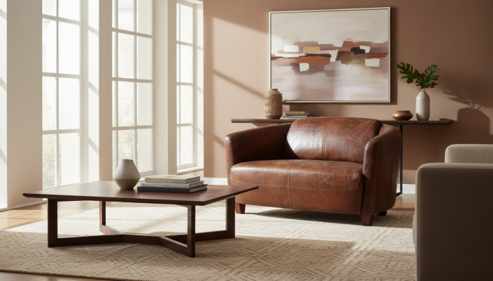 Sofa en cuir brun neuf meubles créatifs salon design moderne canapés sofas