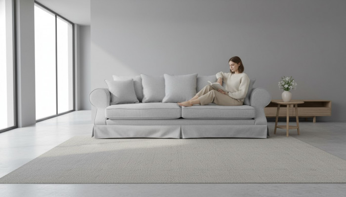 Canapé trois places gris en tissu pour salon Design Canapés Rembourrés Canapé Créatif Nouveau