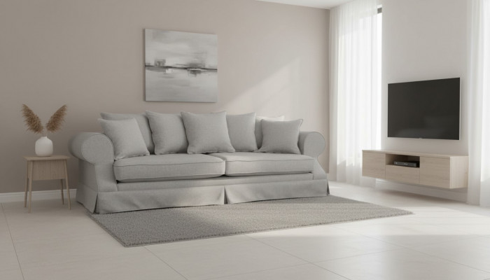 Canapé trois places gris en tissu pour salon Design Canapés Rembourrés Canapé Créatif Nouveau