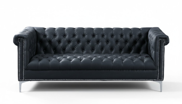 Canapé en cuir moderne Chesterfield trois places noir design meubles designer