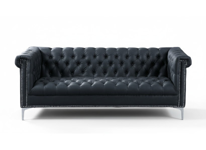 Canapé en cuir moderne Chesterfield trois places noir design meubles designer