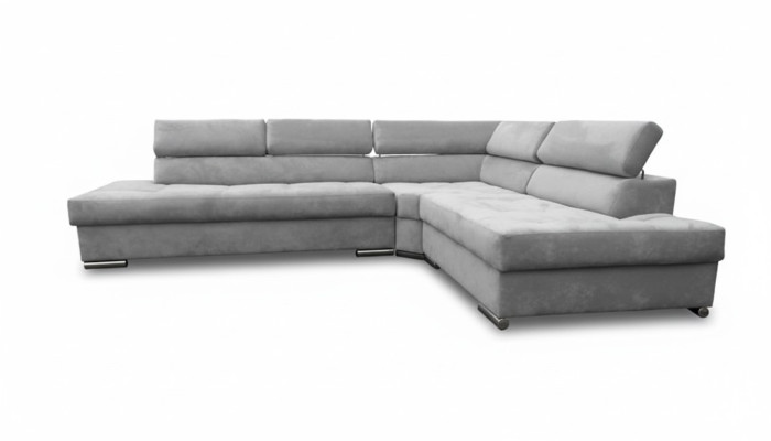 Canapé d'angle gris grand en tissu, canapés tissu créatifs, meubles neufs design moderne.
