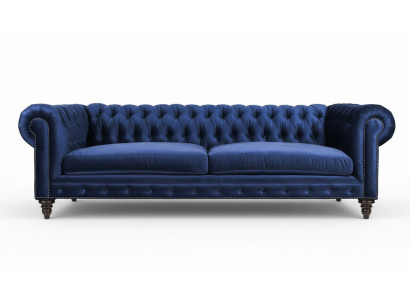 Canapé Chesterfield bleu trois places design moderne canapés meubles tissu nouveaux.