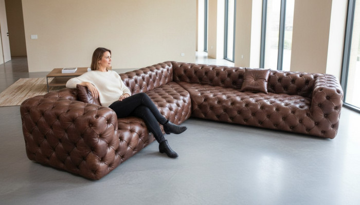 Canapé d'angle, canapé, canapé, espace de vie, ensemble d'angle, canapés, canapés, Chesterfield, meubles