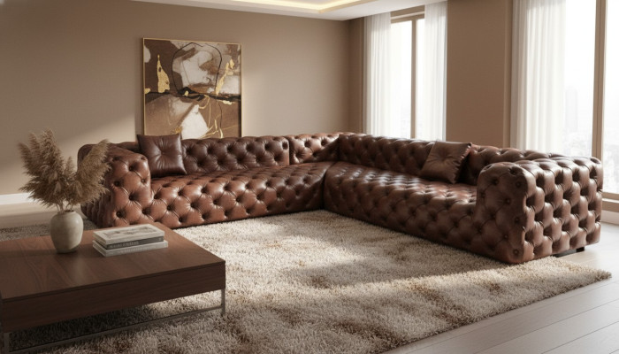 Canapé d'angle, canapé, canapé, espace de vie, ensemble d'angle, canapés, canapés, Chesterfield, meubles