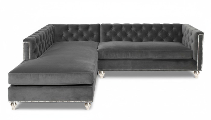 Canapé d'angle Paysage vivant Canapé Suite d'angle Rembourrage Tissu de velours Mobilier Design Gris