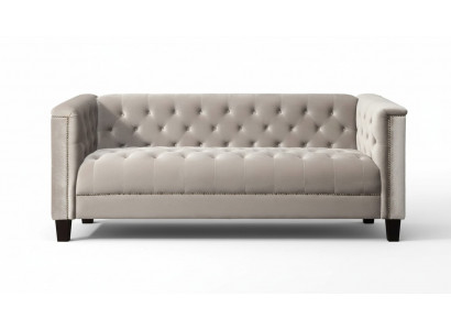 Gris clair Trois places Chesterfield en textile canapé Design moderne canapés Salon