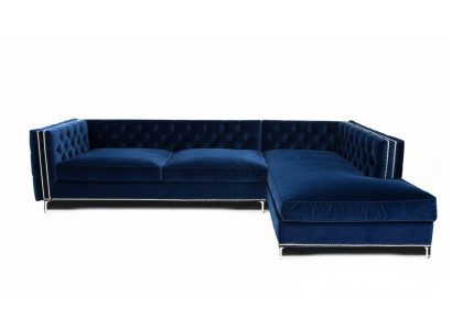 Canapé d'angle bleu Mobilier de salon paysager xxl Conception de canapé Suite d'angle Grand rembourrage Chesterfield