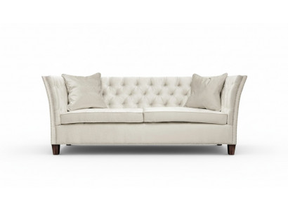 Canapé Chesterfield deux places en tissu gris clair pour le salon, design et créatif
