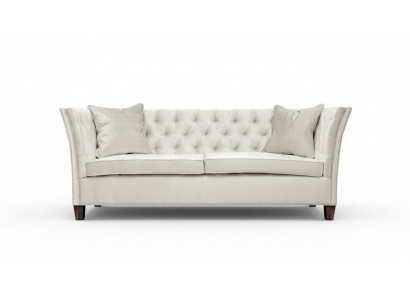 Canapé Chesterfield deux places en tissu gris clair pour le salon, design et créatif