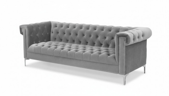 Gris Chesterfield Trois places Tissu Salon Design Canapés Rembourrage Canapés neufs