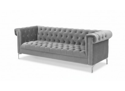 Gris Chesterfield Trois places Tissu Salon Design Canapés Rembourrage Canapés neufs