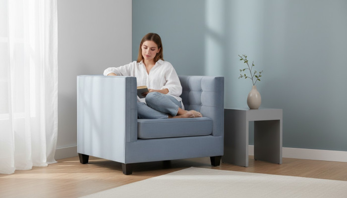 Bleu Chesterfield Fauteuil de salon Tissu créatif en tissu moderne