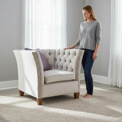 Fauteuil en tissu gris clair Creative Furniture nouveauté Salon Moderne