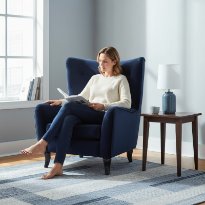 Fauteuil en tissu Chesterfield en velours Mobilier Salon Canapés Modernes Bleus