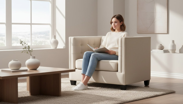Fauteuil moderne Chesterfield en tissu blanc Meubles de loft créatifs pour le salon
