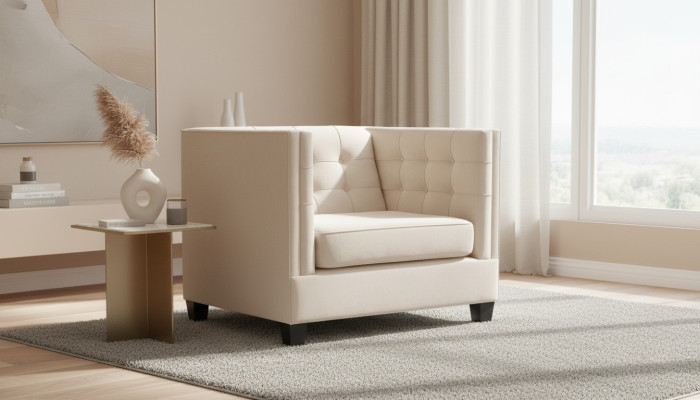 Fauteuil moderne Chesterfield en tissu blanc Meubles de loft créatifs pour le salon