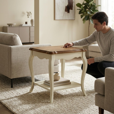 Design Classique Table basse Table d'appoint Canapé Table de salon Mobilier Bois Nouveau