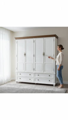 Armoire de luxe Armoire en bois Armoire à vêtements Meuble de chambre en bois massif