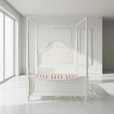 Lit à baldaquin en bois massif design lits luxe meubles de chambre classique neuf.