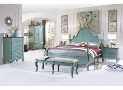Chambre de luxe Lit en bois massif Mobilier en bois Lits de style maison de campagne Nouveau double