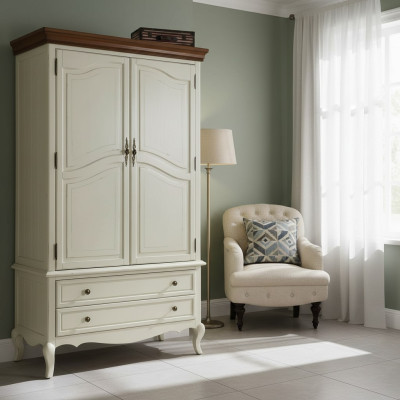 Style campagnard Armoire Mobilier Armoires Chambre Armoire Blanche Nouvelle