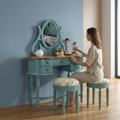 Coiffeuse Tabouret Console Coiffeuse Tables Console Secrétaire Miroir 2 pièces