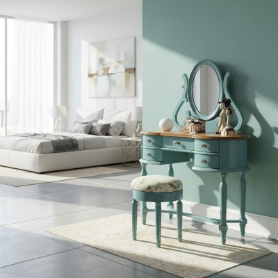 Coiffeuse Tabouret Console Coiffeuse Tables Console Secrétaire Miroir 2 pièces