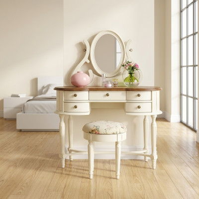 Coiffeuse Miroir Tabouret Commode complète Commode de chambre Mobilier de campagne Console