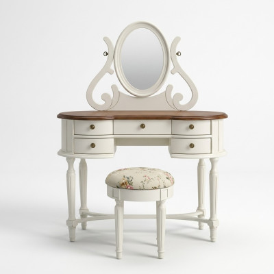 Coiffeuse Miroir Tabouret Commode complète Commode de chambre Mobilier de campagne Console
