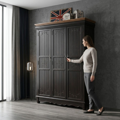 Armoire Style Ancien Armoires Noir Mobilier de Campagne Chambre Armoire
