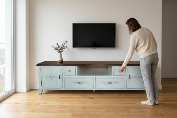 Meuble TV Buffet Campagnard Style Classique Meuble TV Armoire Basse Étagère Nouveaux Buffets