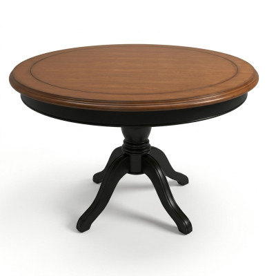 Table à manger ronde en bois massif de 122 cm de diamètre. Table de cuisine en bois véritable neuve.