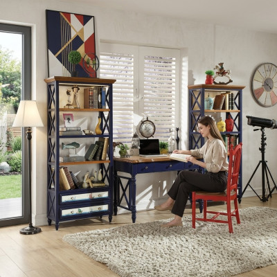Bureau Ensemble de 2 pièces Armoire Table Salle d'étude Mobilier en bois véritable Bureau Table à manger