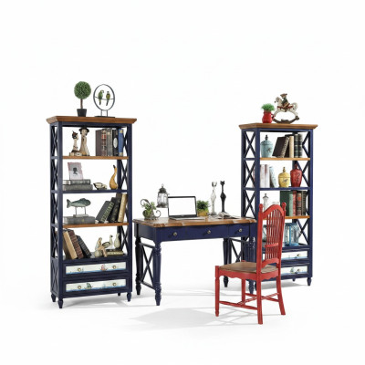 Bureau Ensemble de 2 pièces Armoire Table Salle d'étude Mobilier en bois véritable Bureau Table à manger