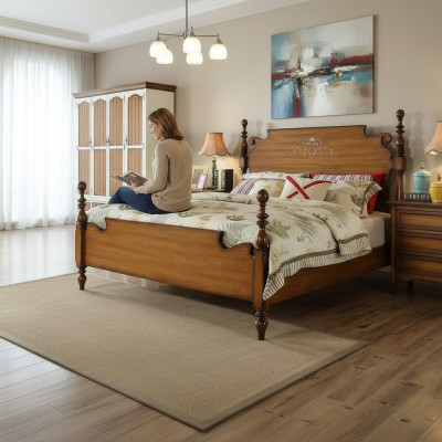 Conception Chambre à coucher 3 pièces Lit 2x Table de chevet Lits de luxe américains Ensemble de meubles
