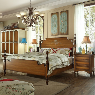 Conception Chambre à coucher 3 pièces Lit 2x Table de chevet Lits de luxe américains Ensemble de meubles
