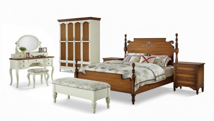 Elégance de l'ensemble de chambre à coucher complet en 7 pièces élégant pour votre chambre.