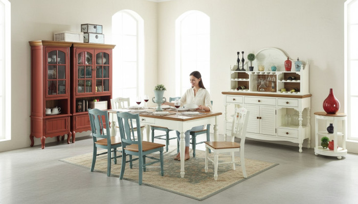 Meubles design de salle à manger 8 pièces. Ensemble Table Chaises Commode Enfilade Groupe Suite