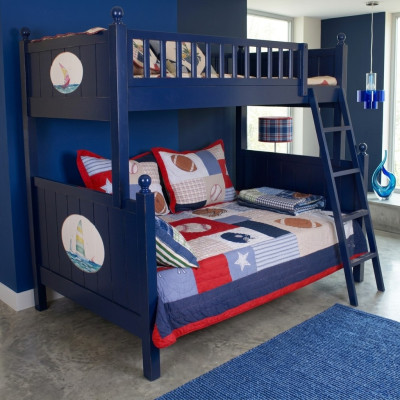 Lit superposé classique pour enfants Lit superposé Bleu Lit mezzanine Lit de jeu Lit pour enfants Lit superposé