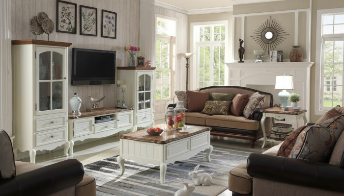 Pays de Stol Unité murale Salon Vitrine Buffet Meuble télé Armoire en bois 3 pièces