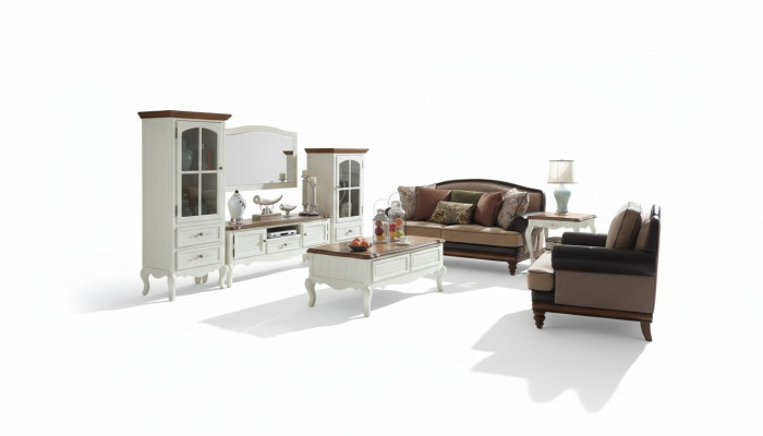 Pays de Stol Unité murale Salon Vitrine Buffet Meuble télé Armoire en bois 3 pièces
